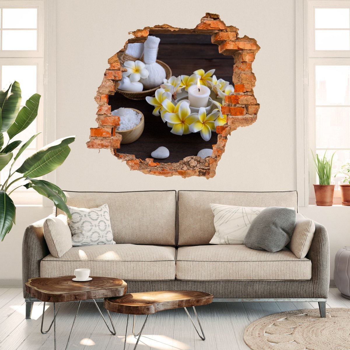 3D wall sticker frangipani flowers - spa and wellness - Wall Decal M0977