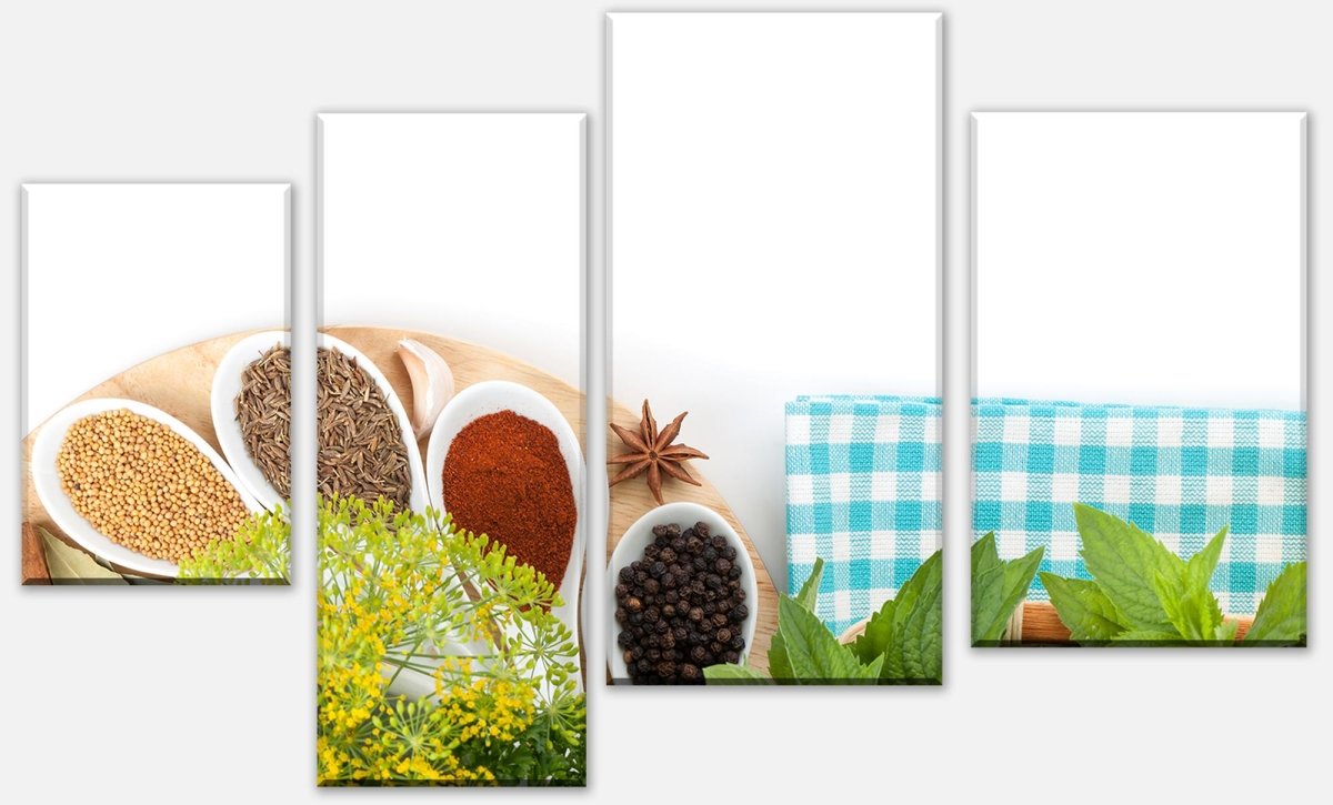 Canvas print Multi-part selection of colorful herbs and spices M0981