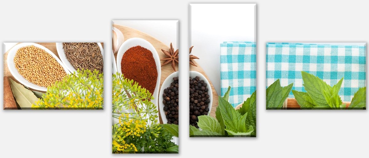 Canvas print Multi-part selection of colorful herbs and spices M0981