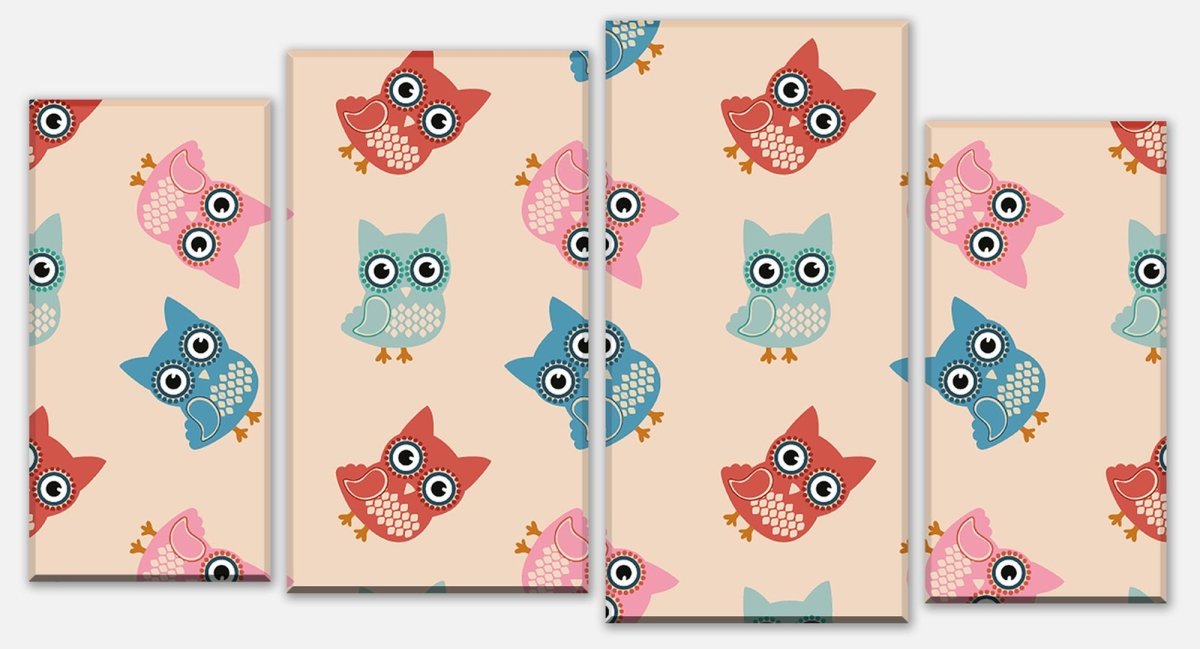 Stretched Canvas Print Owl Colorful Pattern M0988