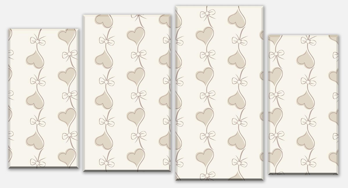 Stretched Canvas Print Retro Hearts on Beige Background M0993