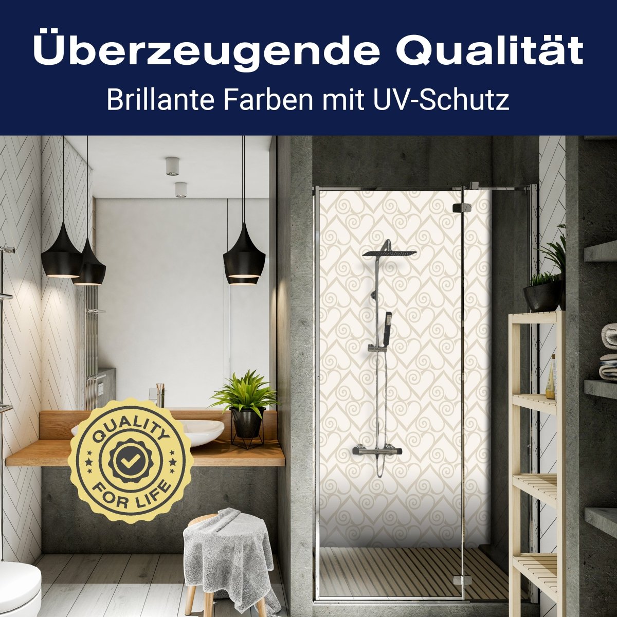 Duschwand Herzmuster auf beige Hintergrund M0994 entdecken - Bild 2
