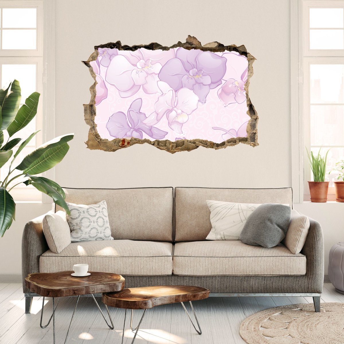 3D Wall Sticker Elegant Floral Motif - Wall Decal M0998