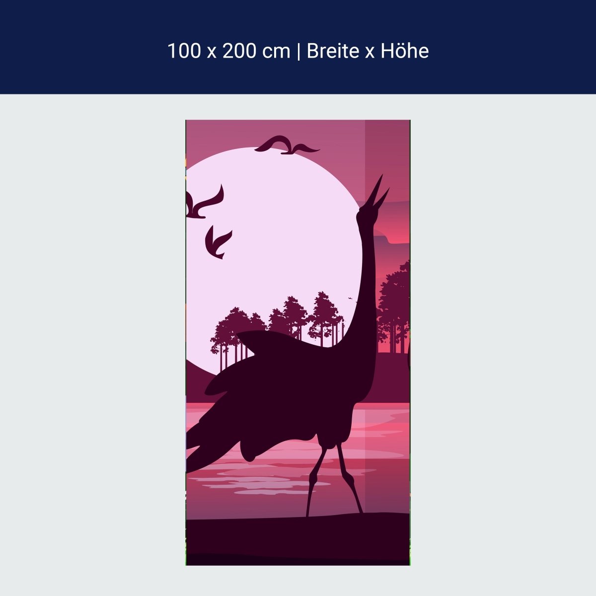 Door Wall Mural Romantic view with silhouettes of herons M0999