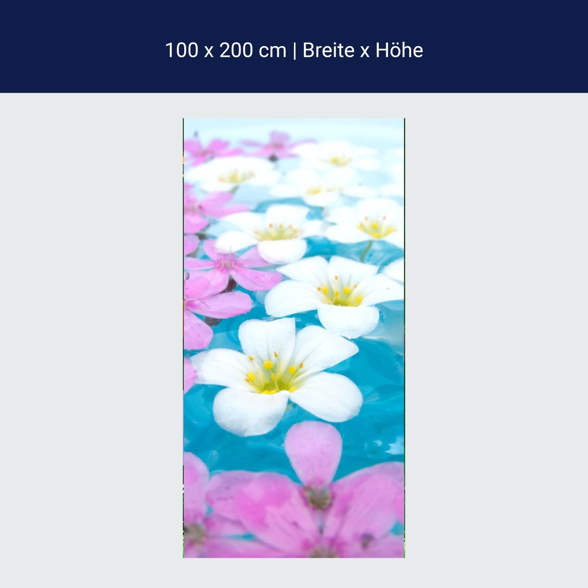 Door Wall Mural White and Pink Flowers M1001