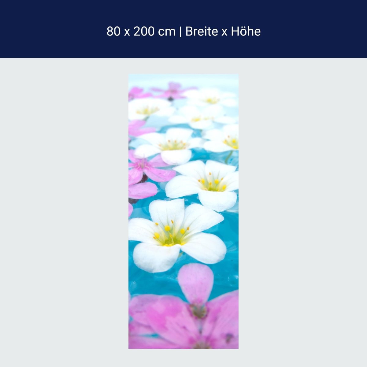 Door Wall Mural White and Pink Flowers M1001