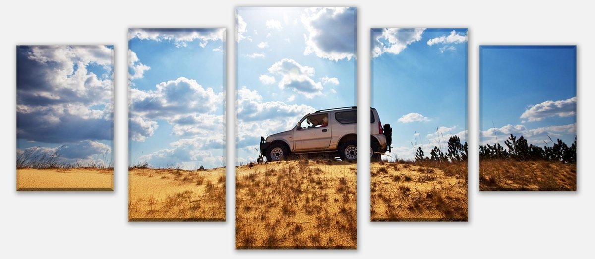 Leinwandbild Mehrteiler Jeep Fahrt M1002 entdecken - Bild 1