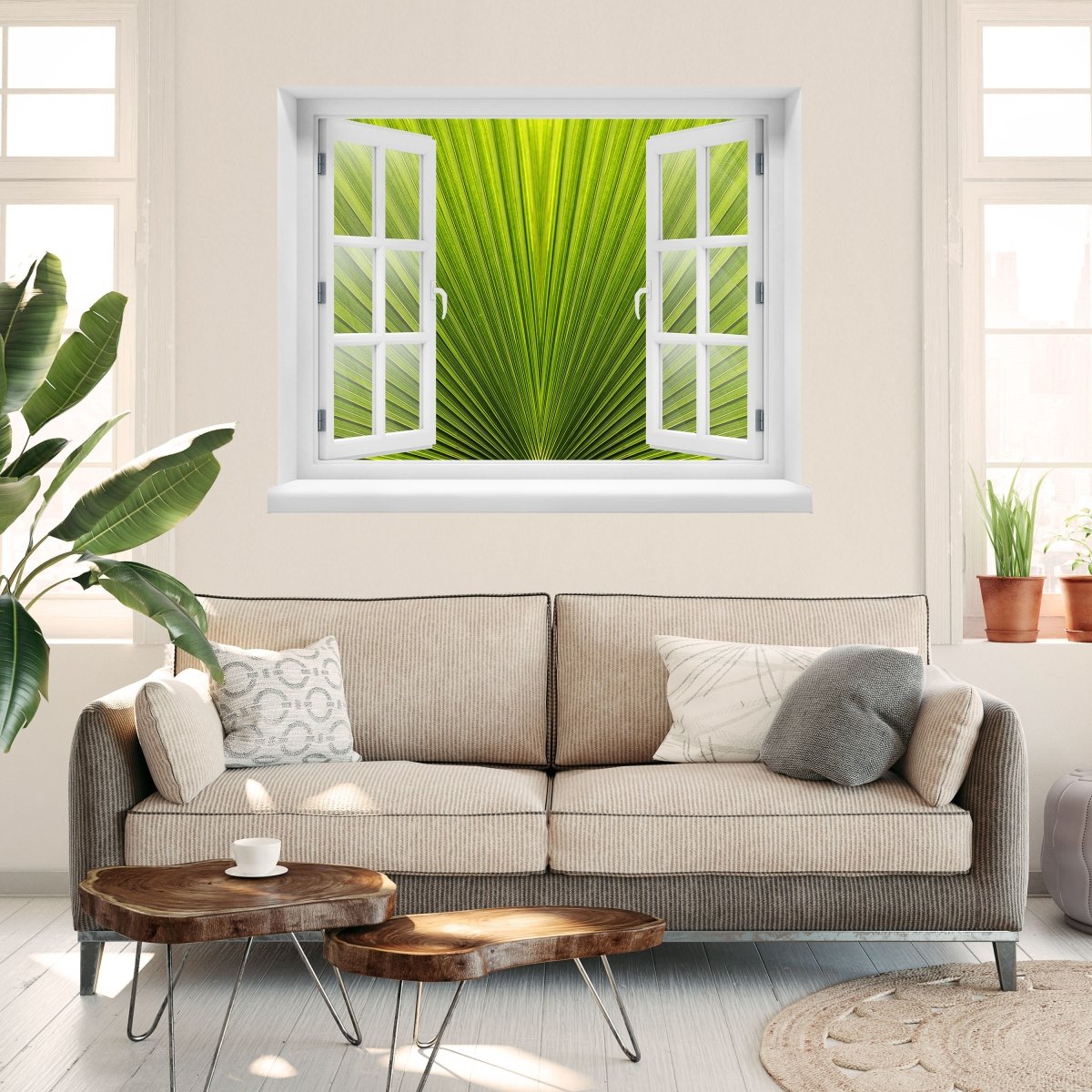 3D wall sticker palm leaf closeup - Wall Decal M1003