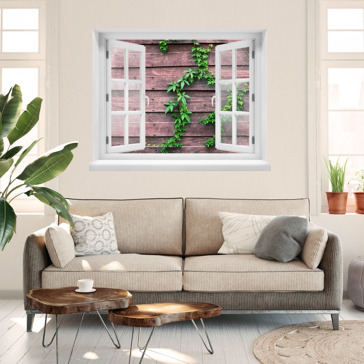 3D-Wandsticker Wand mit Kletterpflanze - Wandtattoo M1004