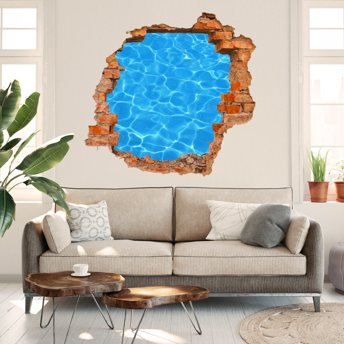 Sticker mural 3D eau piscine effet lumineux - Wall Decal M1010