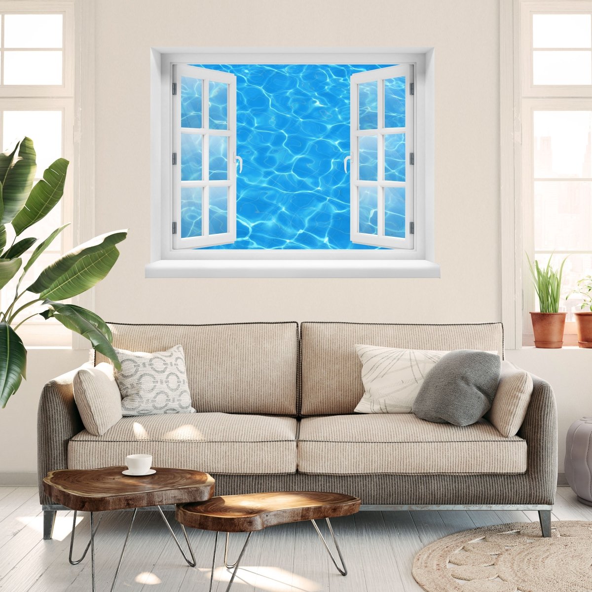 Sticker mural 3D eau piscine effet lumineux - Wall Decal M1010