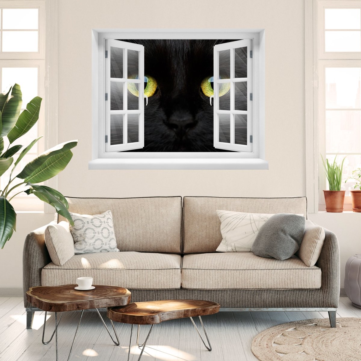 3D-Wandsticker Nahaufnahme der schwarzen Katze - Wandtattoo M1013