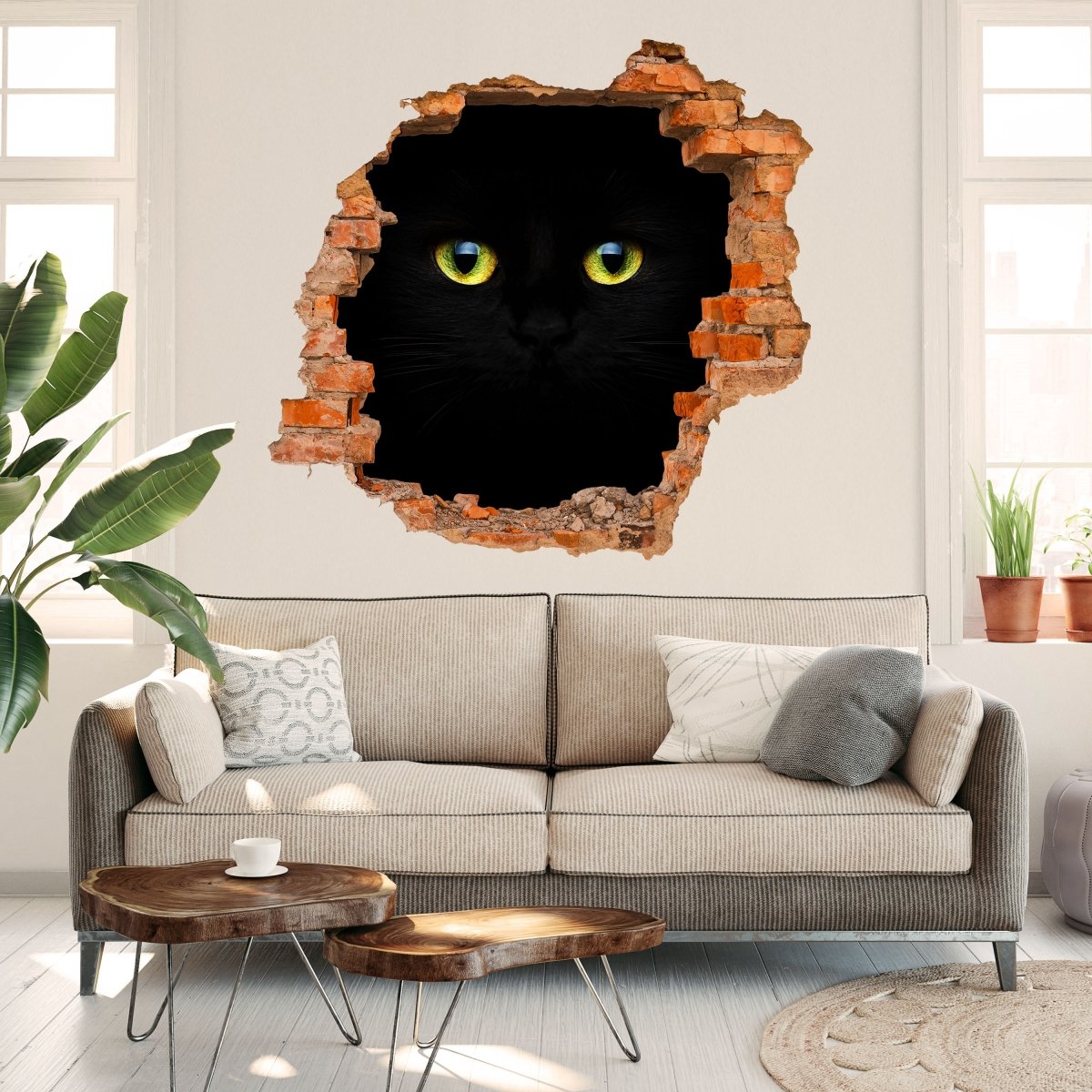 Sticker mural 3D mystérieux yeux de chat - Wall Decal M1015
