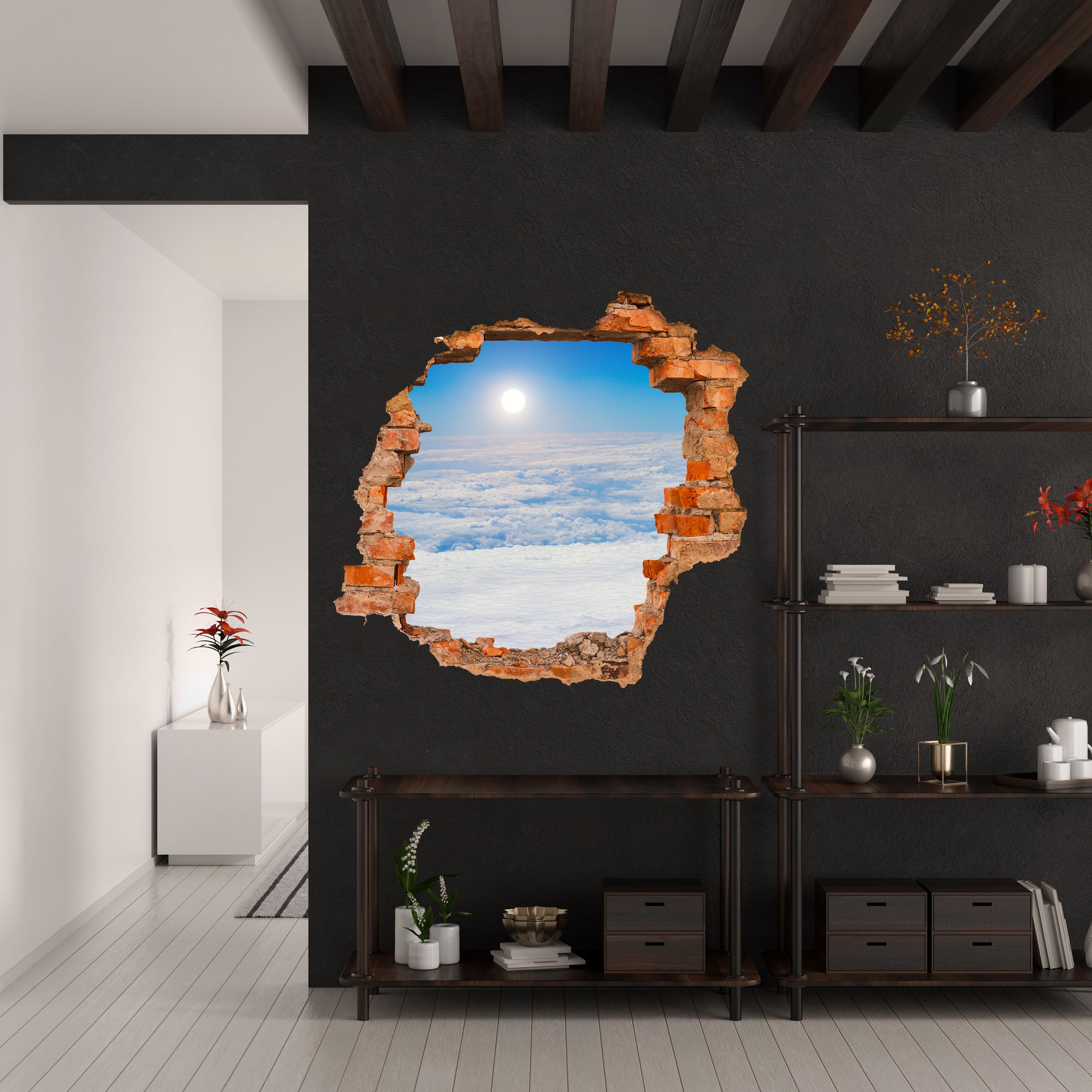 Sticker mural 3D sol nuageux - sticker mural M1016