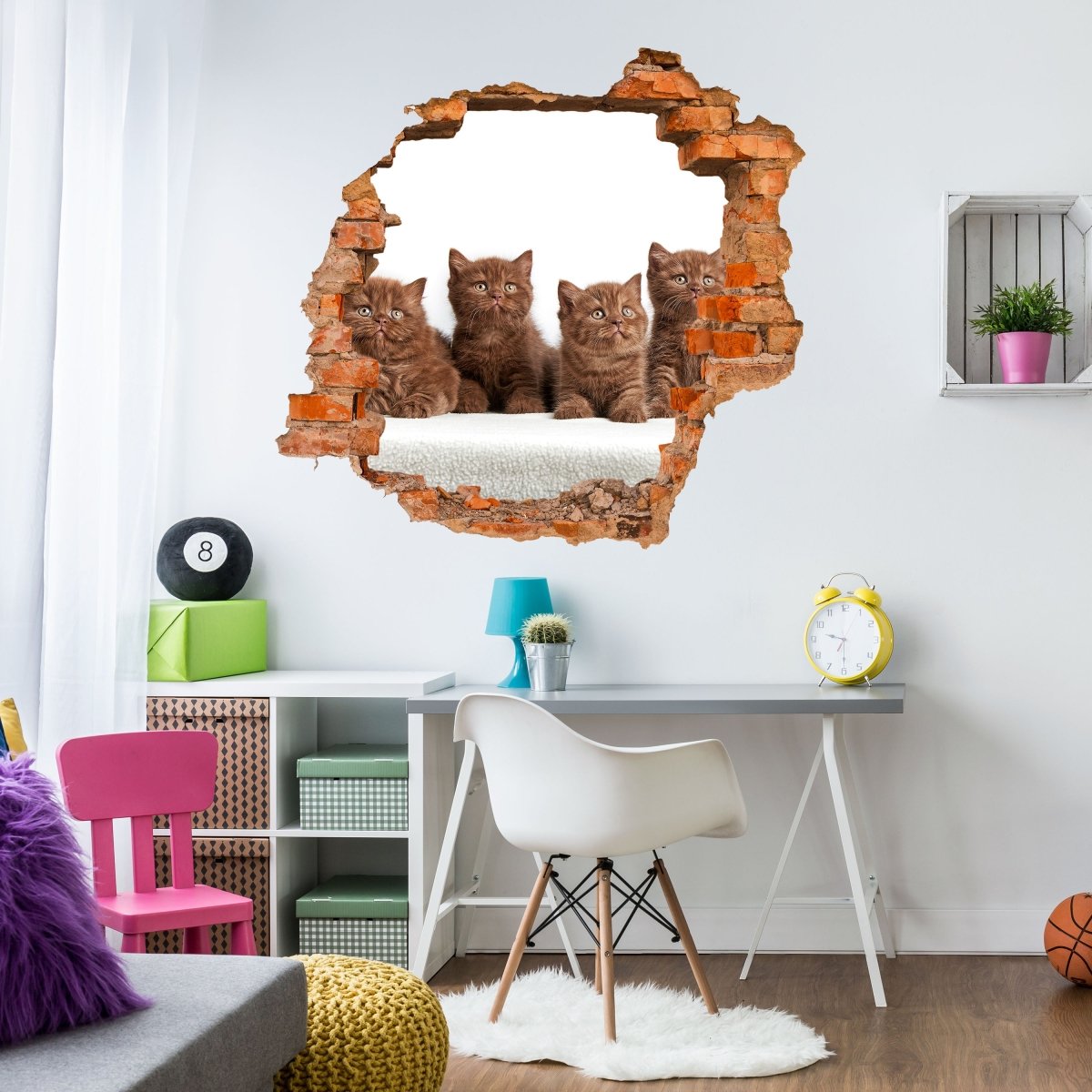 3D wall sticker Portrait of six brown British kittens - Wall Decal M1022
