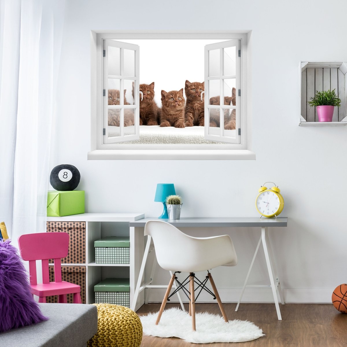 3D-Wandsticker Portrait von sechs braunen britischen Kätzchen - Wandtattoo M1022