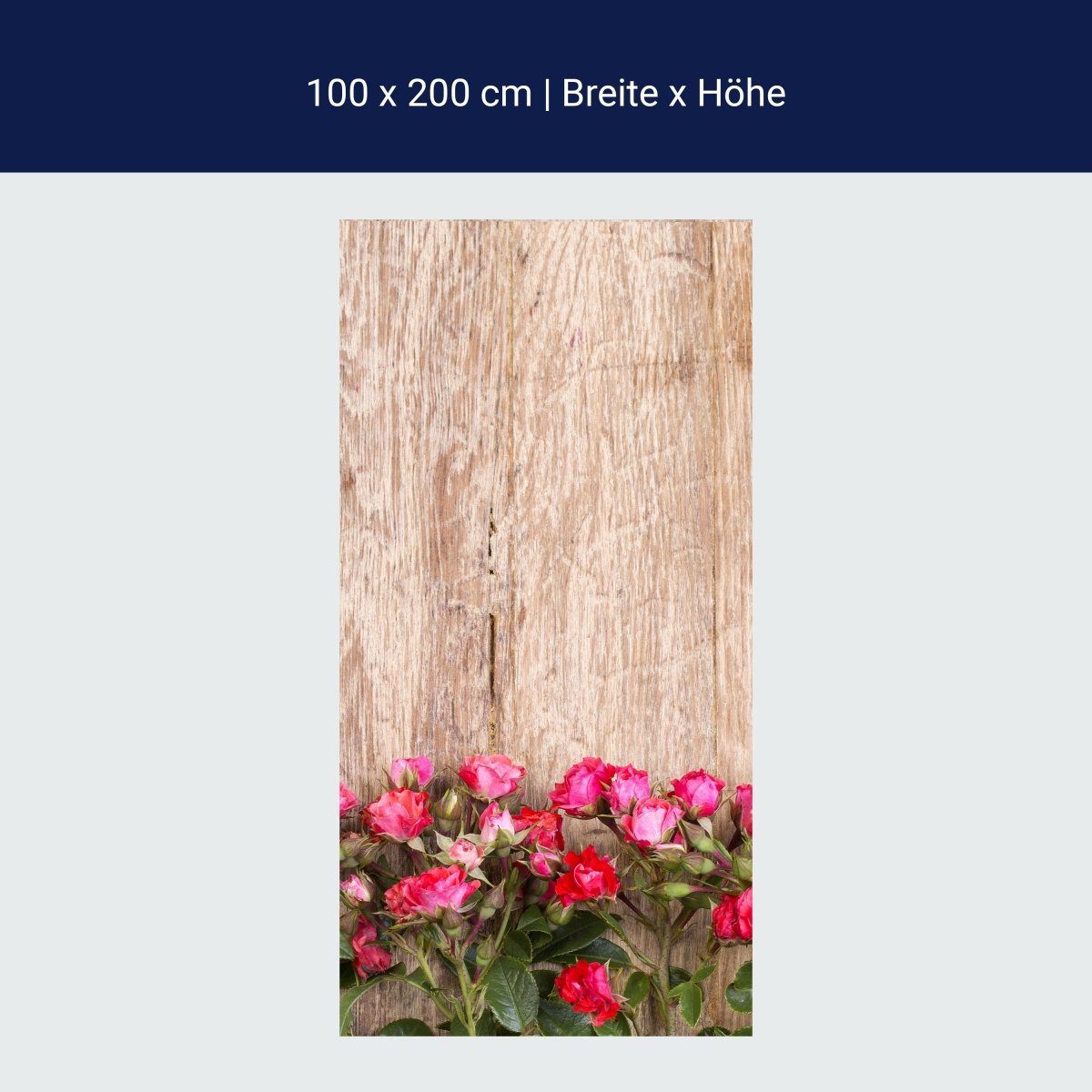 Duschwand Rote Rosen auf Holzbrett M1025