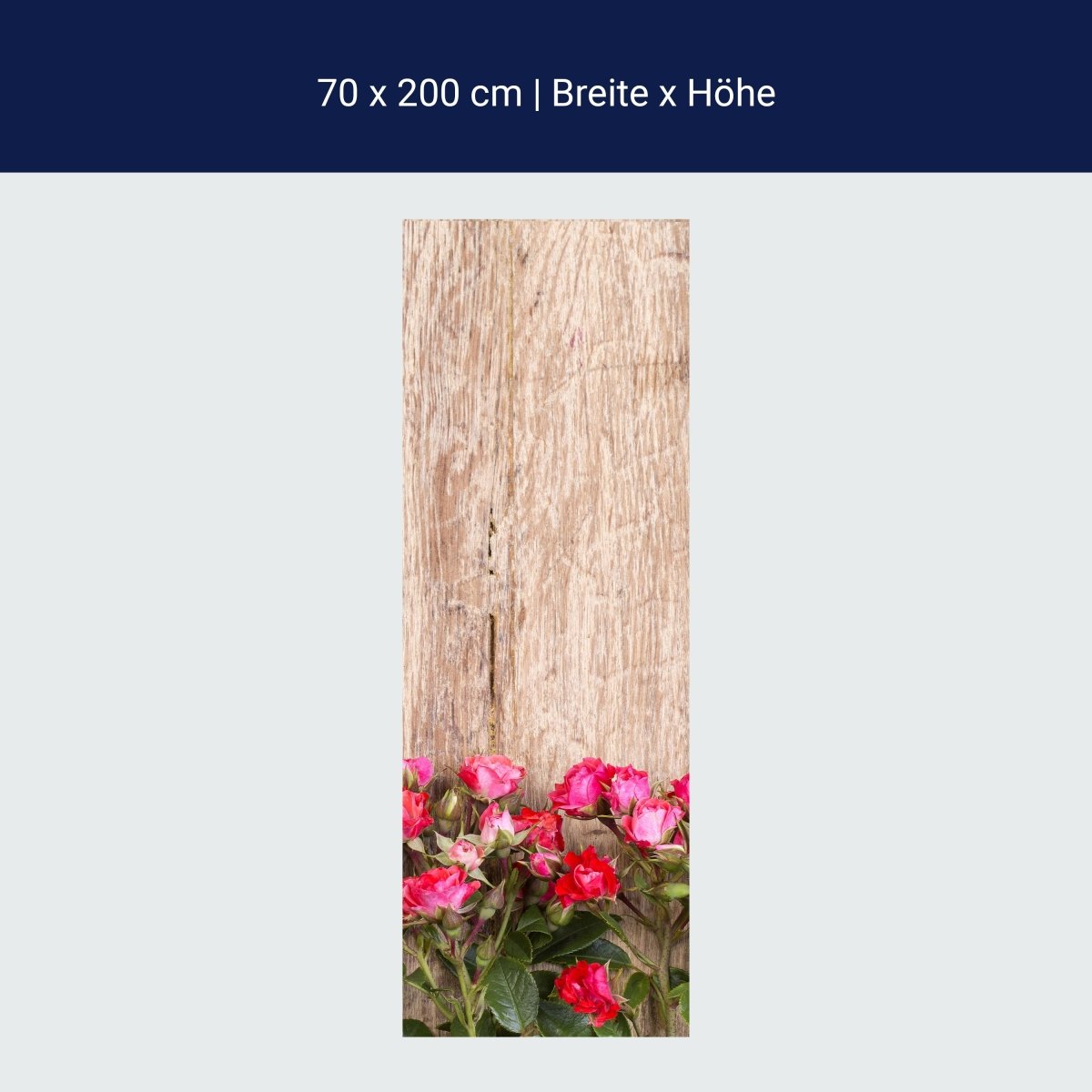 Paroi de douche Roses rouges sur planche de bois M1025