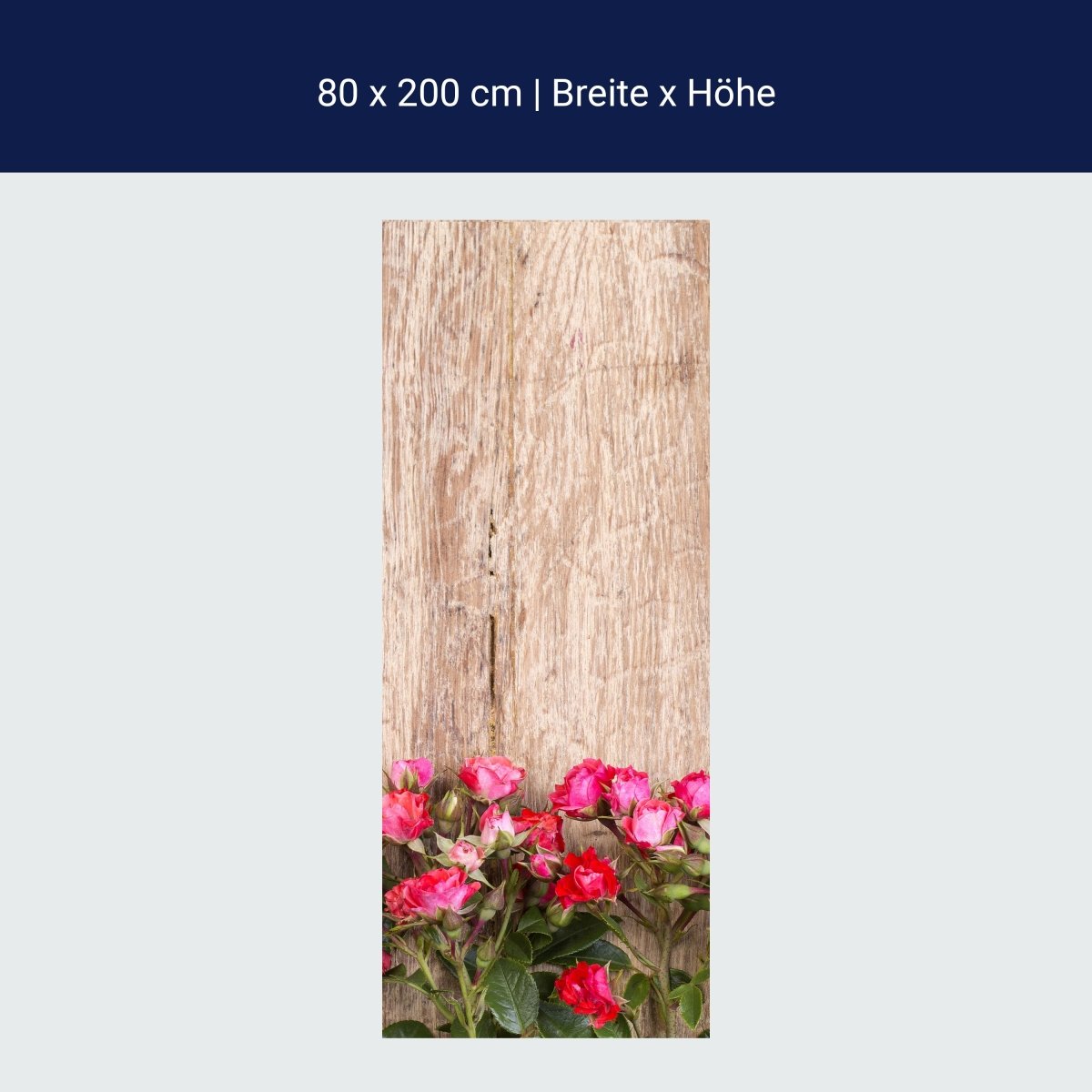 Paroi de douche Roses rouges sur planche de bois M1025