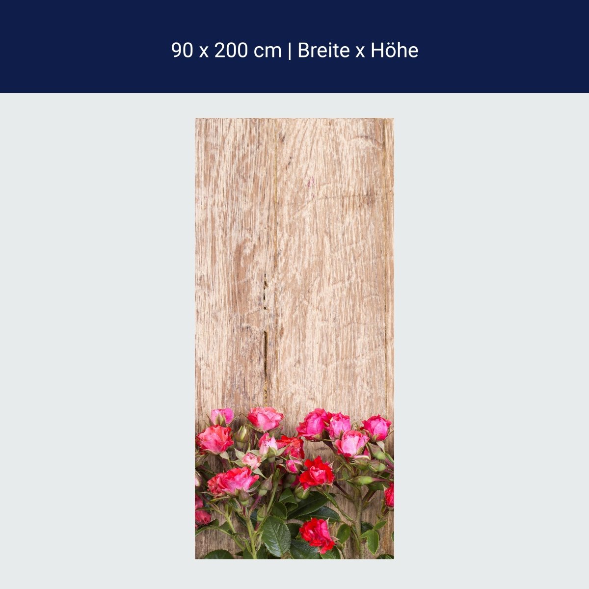 Duschwand Rote Rosen auf Holzbrett M1025