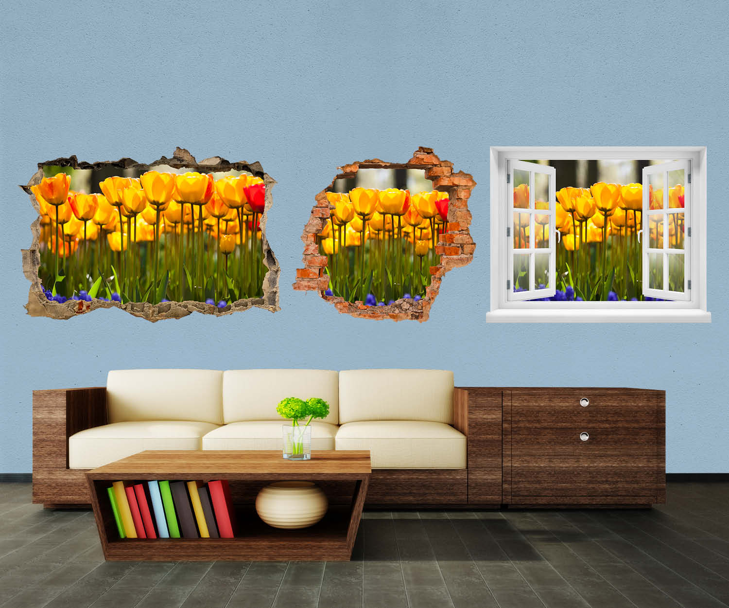 3D-Wandtattoo Tulpen im Garten entdecken - Wandsticker M1030 - Bild 1