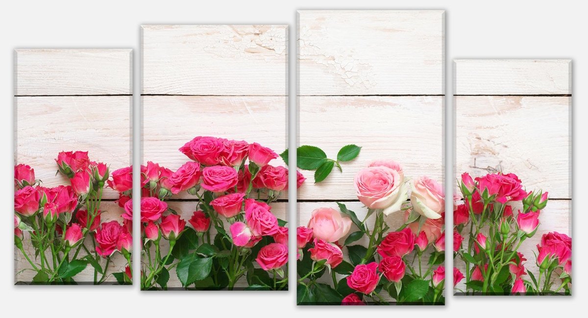 Leinwandbild Mehrteiler Rosa und karminrote Rosen M1034