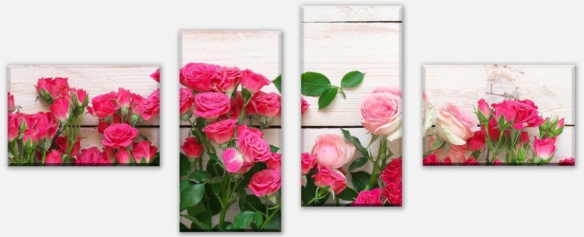 Leinwandbild Mehrteiler Rosa und karminrote Rosen M1034