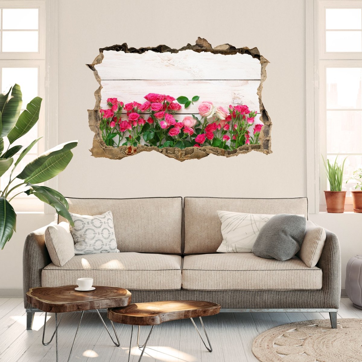 Pink and crimson roses 3D wall sticker - Wall decal M1034