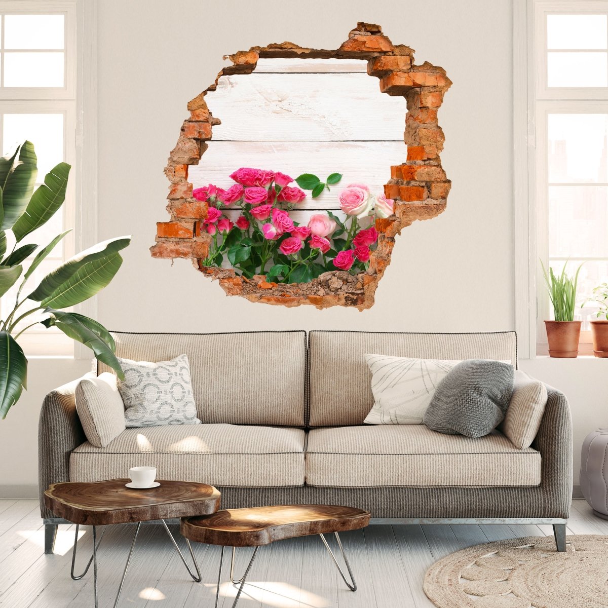 Pink and crimson roses 3D wall sticker - Wall decal M1034