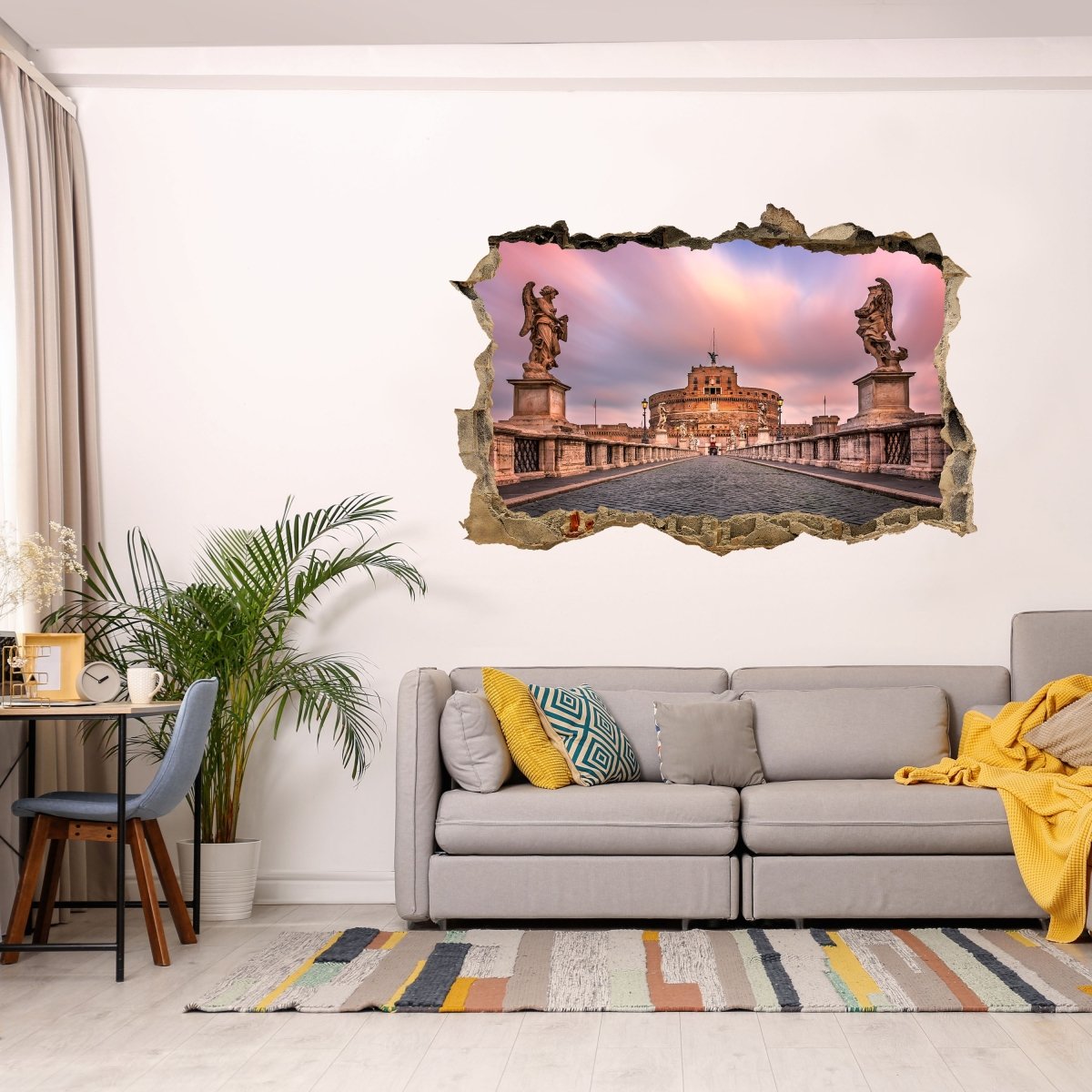 3D wall sticker Sant Angelo Bridge and Castle, Rome - Wall Decal M1035