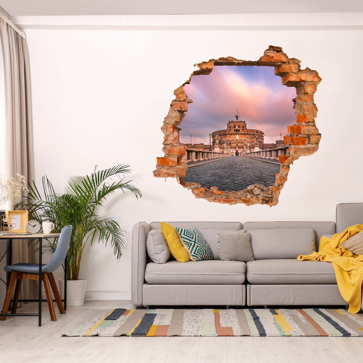 3D wall sticker Sant Angelo Bridge and Castle, Rome - Wall Decal M1035