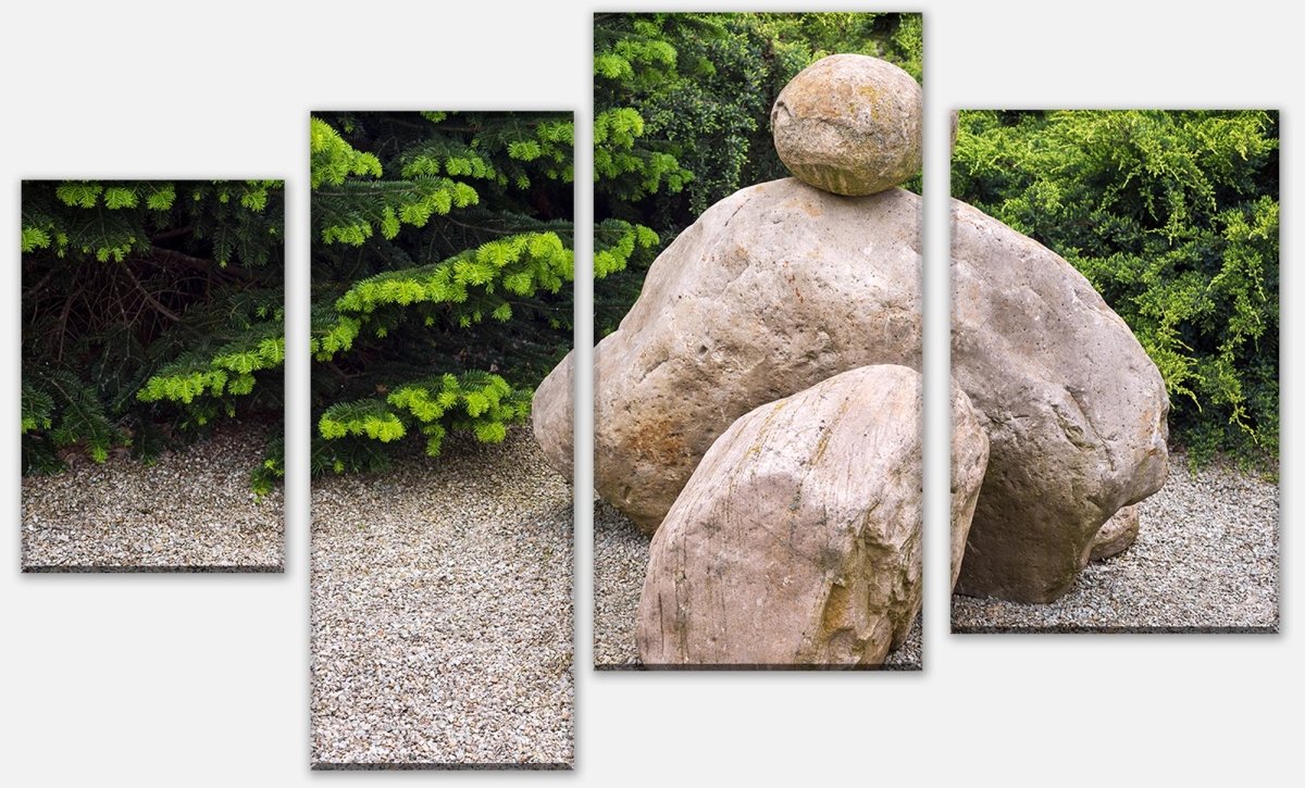 Leinwandbild Mehrteiler Japanischer Zen-Steingarten M1036