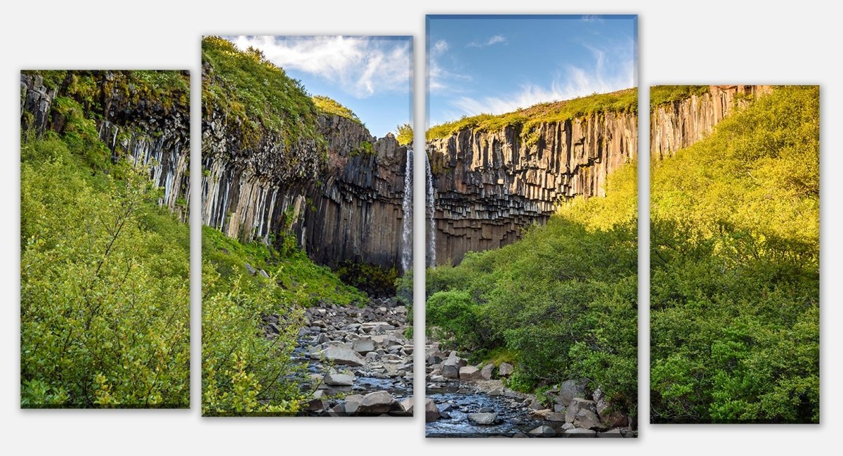Leinwandbild Mehrteiler Basaltsäulenwasserfall Svartifoss, Island M1041