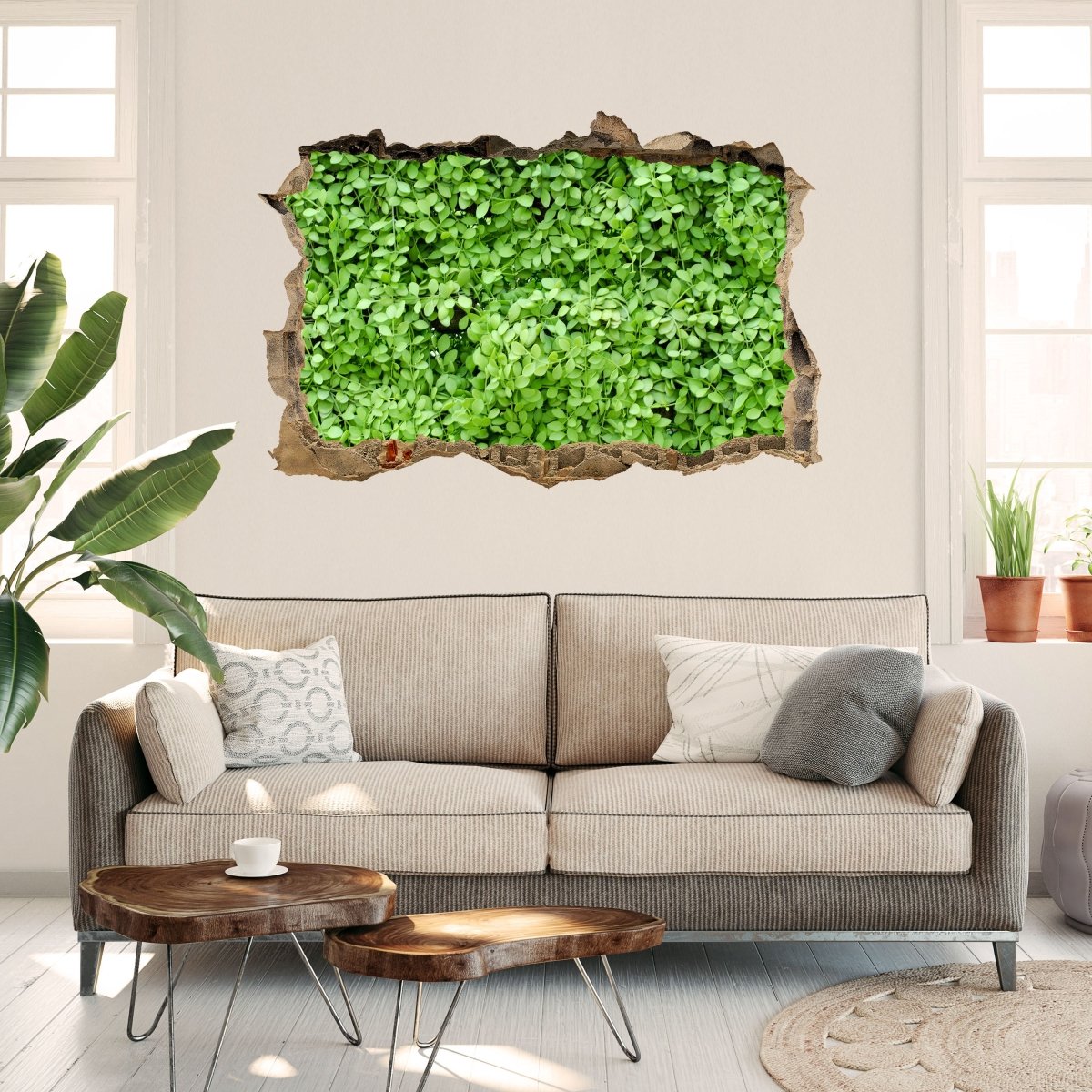3D-Wandsticker Grüne Blätter Wand - Wandtattoo M1045