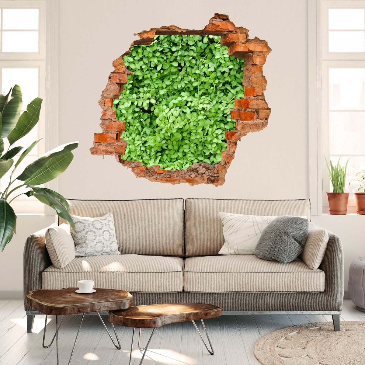 3D-Wandsticker Grüne Blätter Wand - Wandtattoo M1045