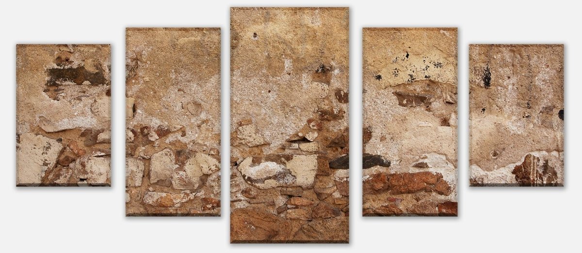 Leinwandbild Mehrteiler Alte Mauer, gebaut aus Stein und Stuck M1051 entdecken - Bild 1