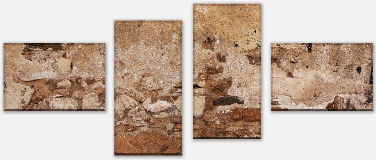 Stretched canvas print Old wall, built of stone and stucco M1051