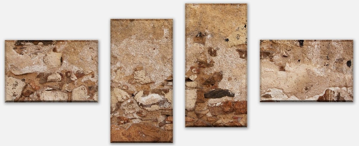 Stretched canvas print Old wall, built of stone and stucco M1051
