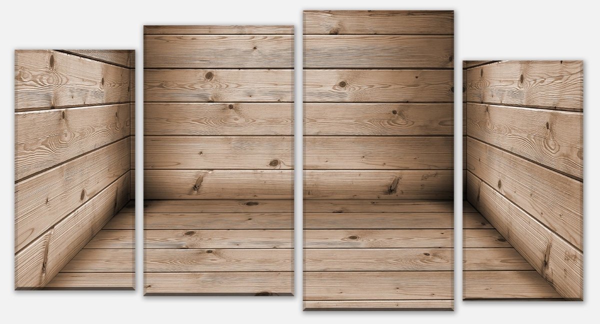 Leinwandbild Mehrteiler Zimmer aus Holzbohlen M1055