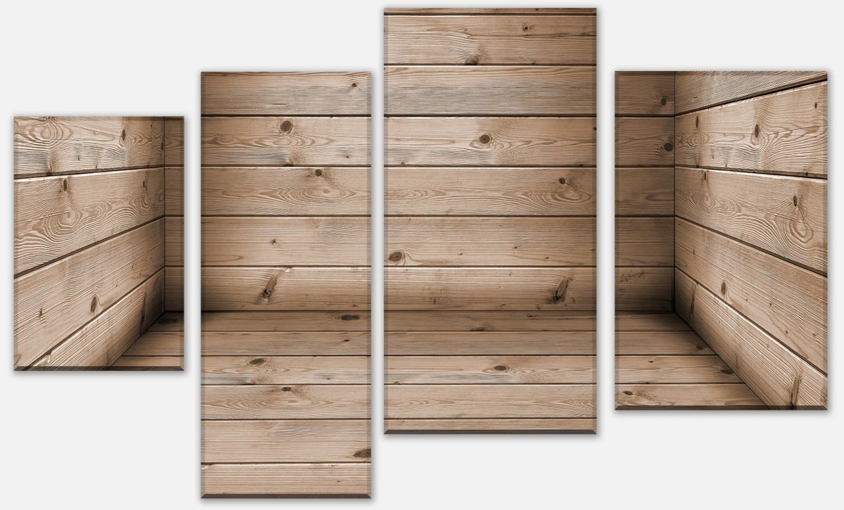 Leinwandbild Mehrteiler Zimmer aus Holzbohlen M1055