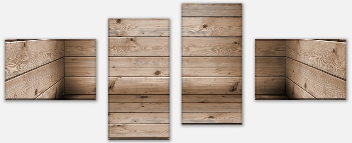 Leinwandbild Mehrteiler Zimmer aus Holzbohlen M1055