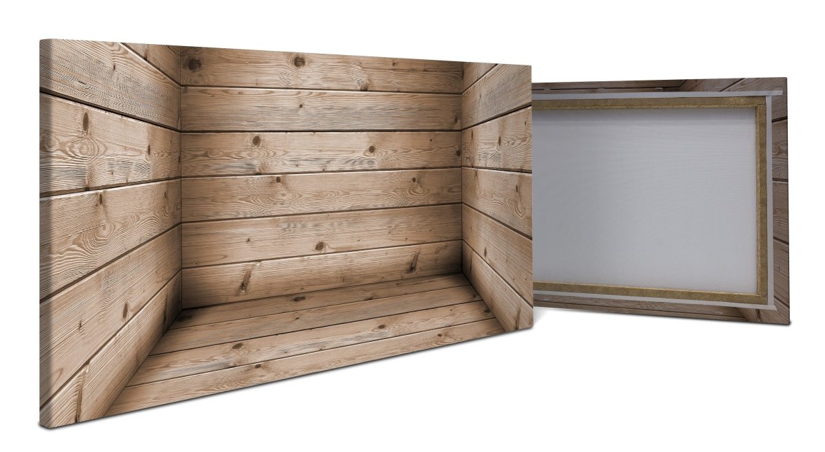Leinwandbild Zimmer aus Holzbohlen M1055 - Bild 1