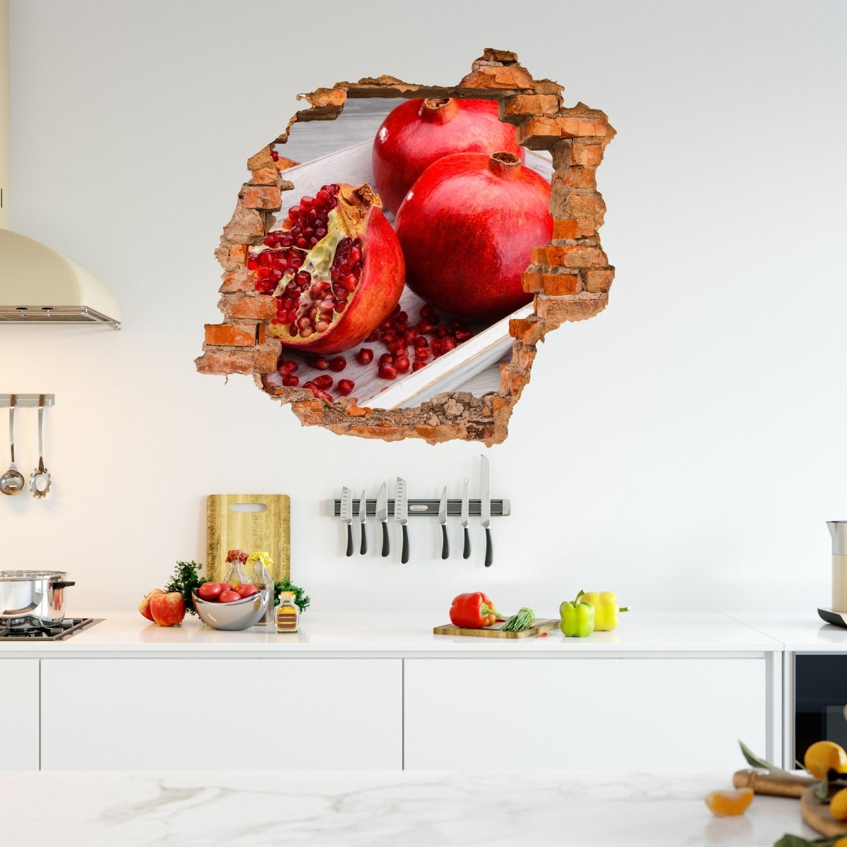 Sticker mural 3D fruit grenade rouge - Wall Decal M1063