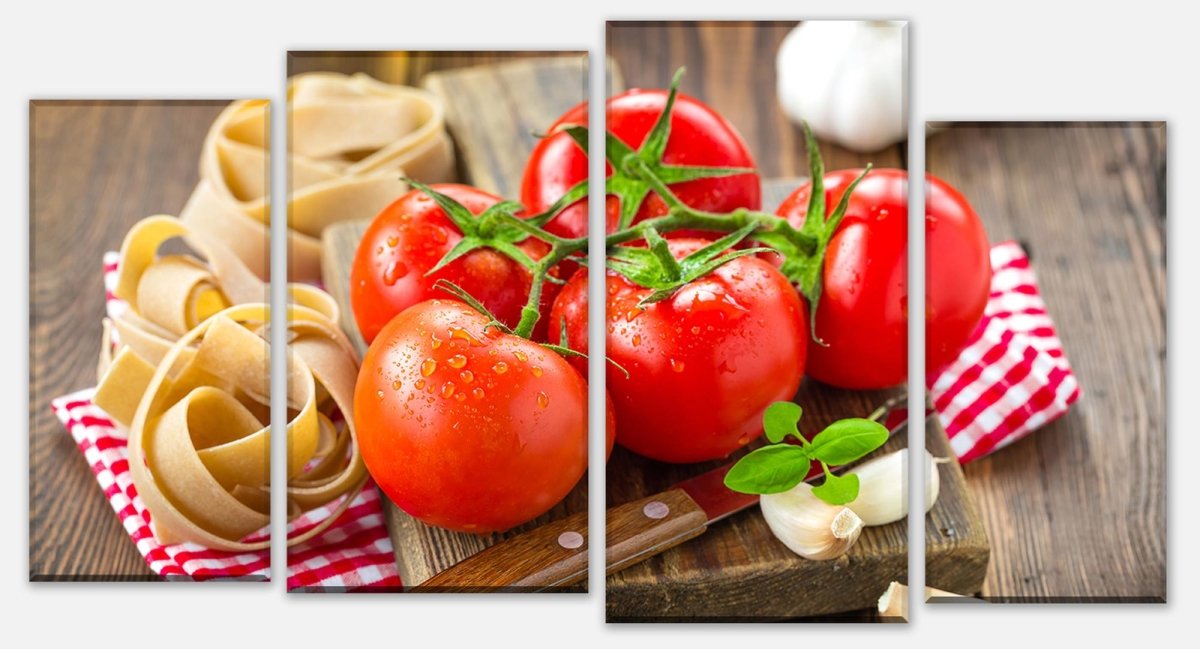 Leinwandbild Mehrteiler Tomaten und Nudeln M1064