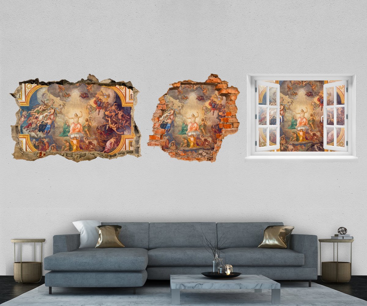 3D-Wandtattoo Wand-gemälde Jesus, Fresko, Kirche, Gott entdecken - Wandsticker M1074 - Bild 1