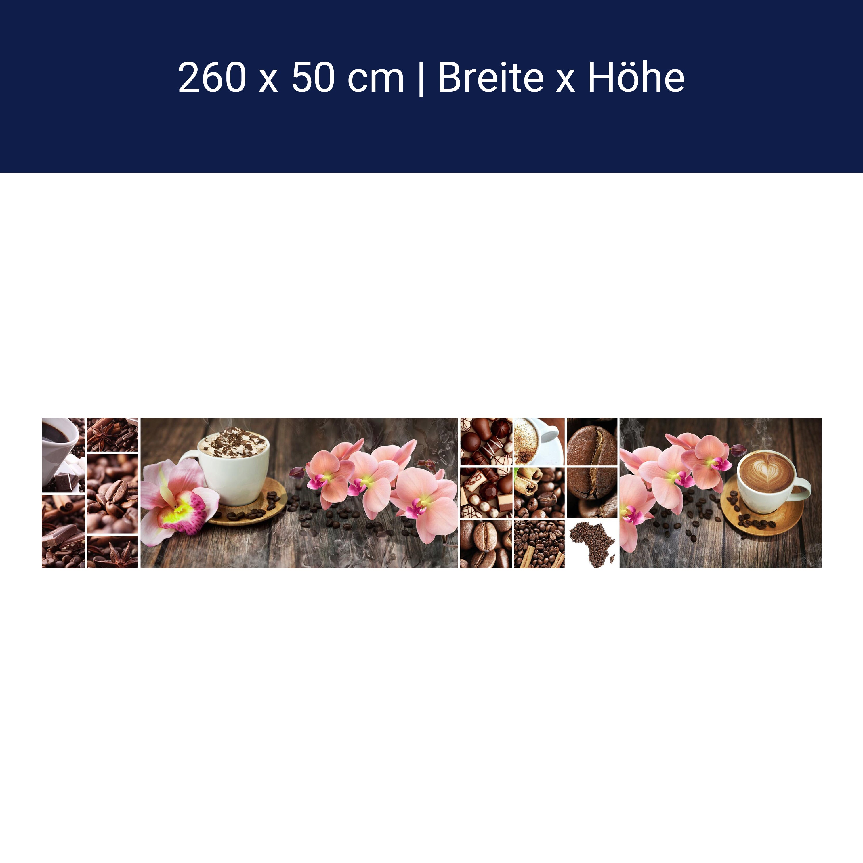 Küchenrückwand Kaffee Orchidee Schokolade Braun M1085