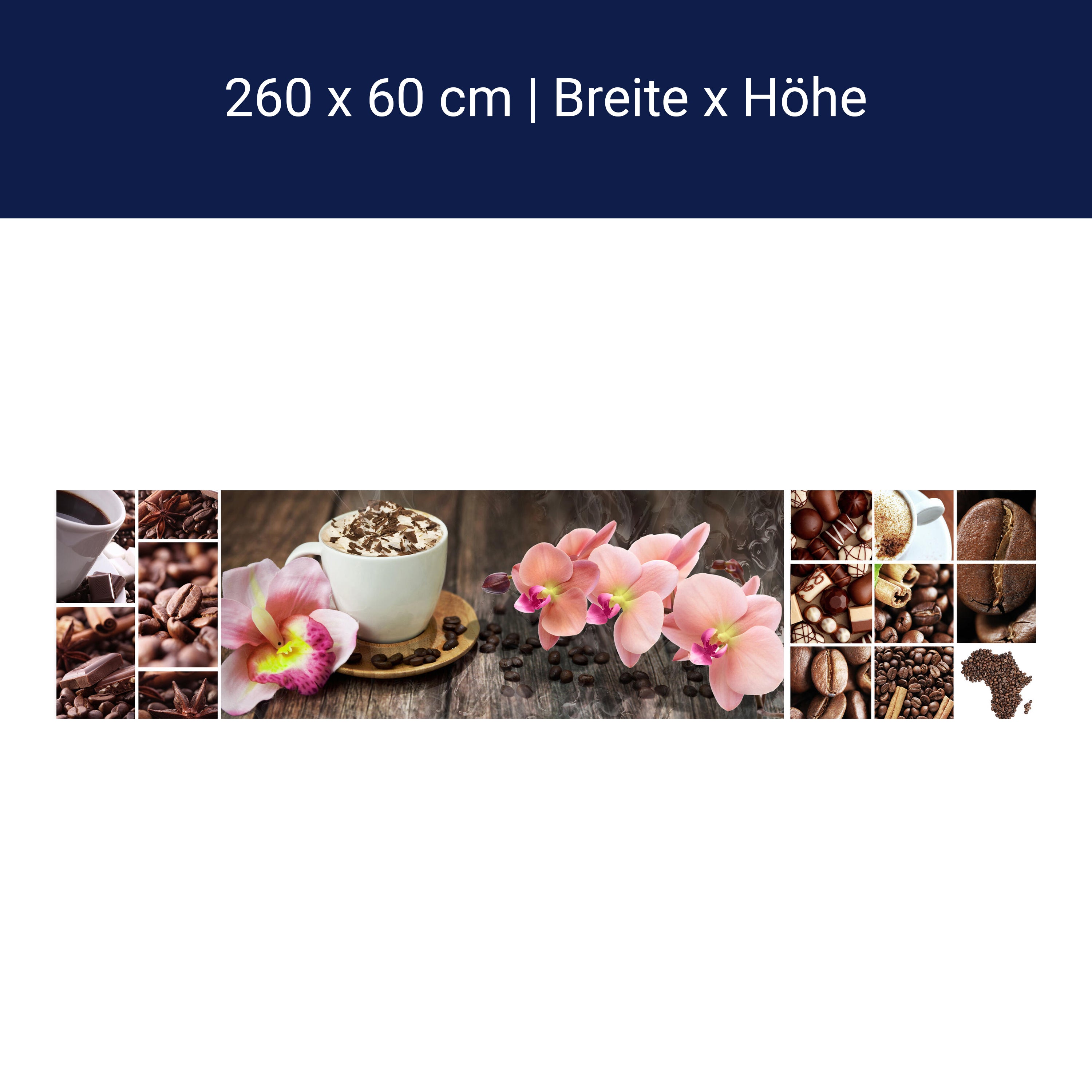 Küchenrückwand Kaffee Orchidee Schokolade Braun M1085