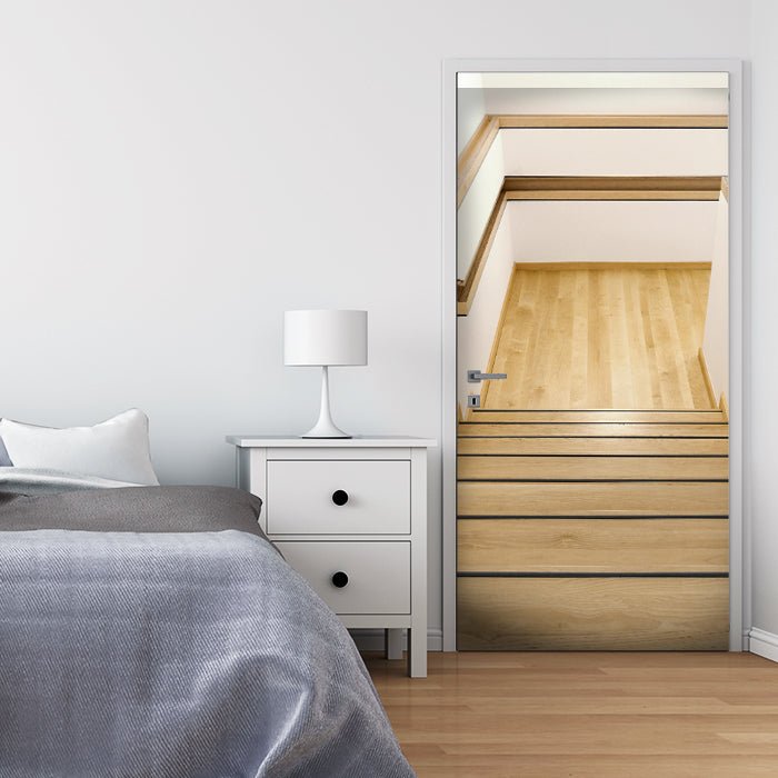 Türtapete Holz-treppe mit Geländer & Ablage, Haus M1085 - Bild 1