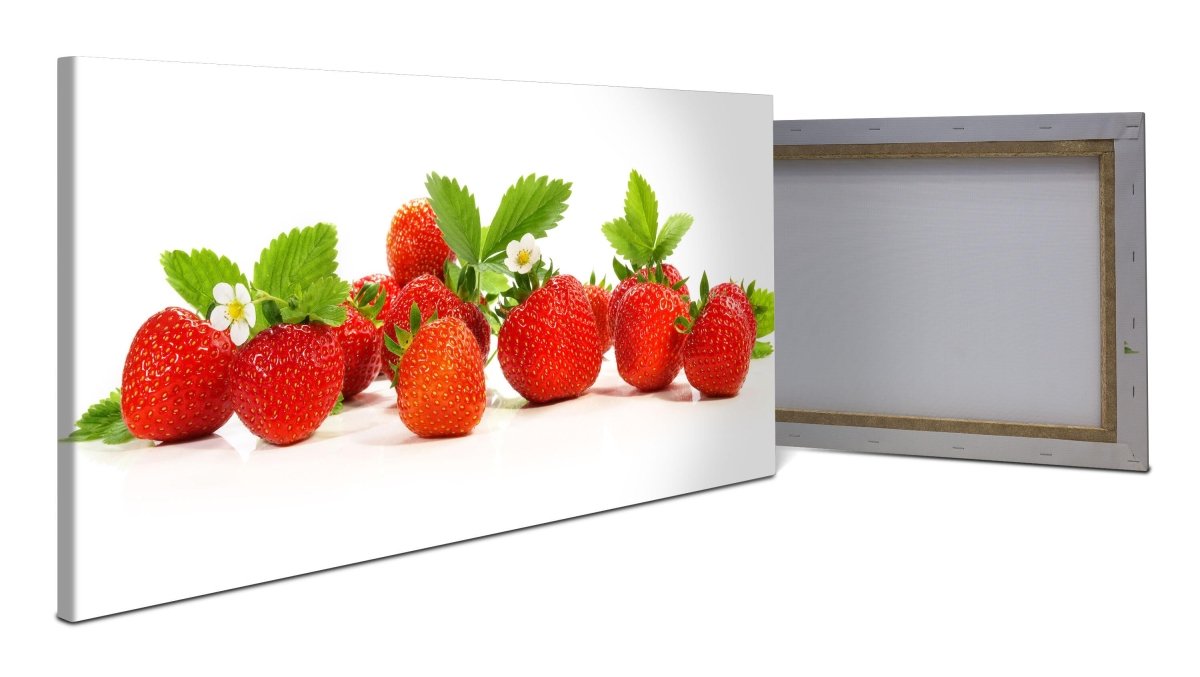 Leinwandbild frische Erdbeeren, Rot, Grün, Obst M1086 - Bild 1
