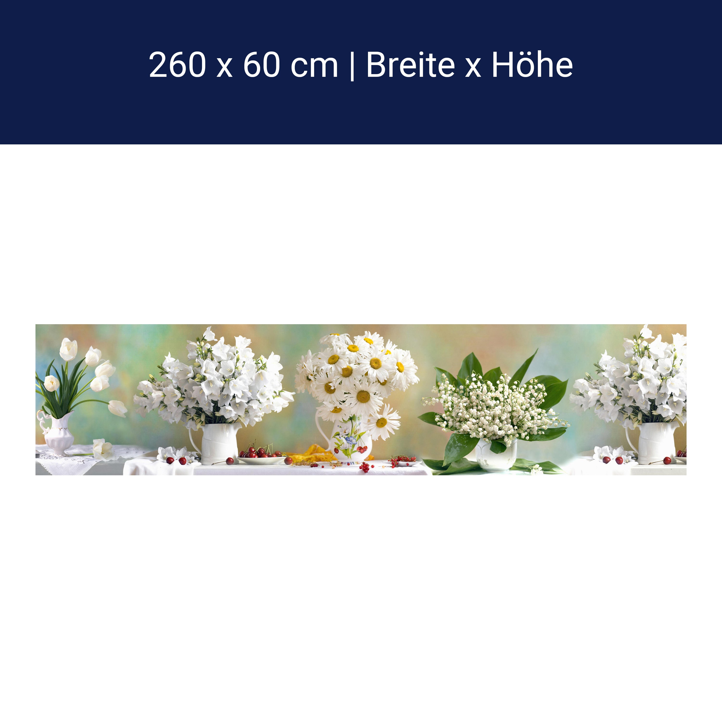Küchenrückwand Tulpen Gänseblümchen Weiß Kirschen M1088